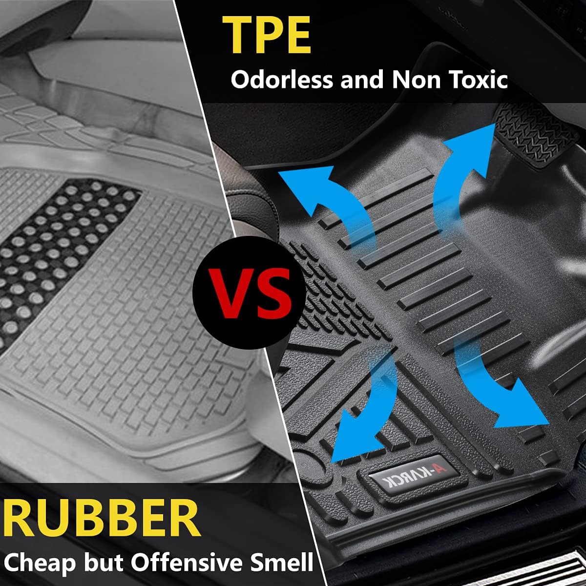 New Product A-KARCK Car Floor Mats Compatible with Tacoma, Custom Fit All Weather Floor Liners for 2018-2021 Tacoma Double Cab Automatic ONLY, 1st and 2nd Row
