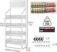 Vista 2 de Shelves 4Tier Candy Display Rack Snack Organizer Chip Display Rack,Large Floor Supermarket Snack Organizer Carts,Metal Snack Holder Snack Stand