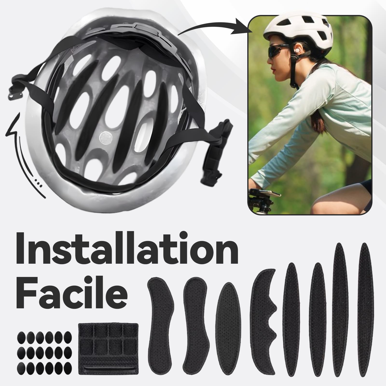 Coussinets De Remplacement Pour Casque De Vélo/moto - Lot De 90 Pièces (3 Kits), Mousse Absorbante Noire