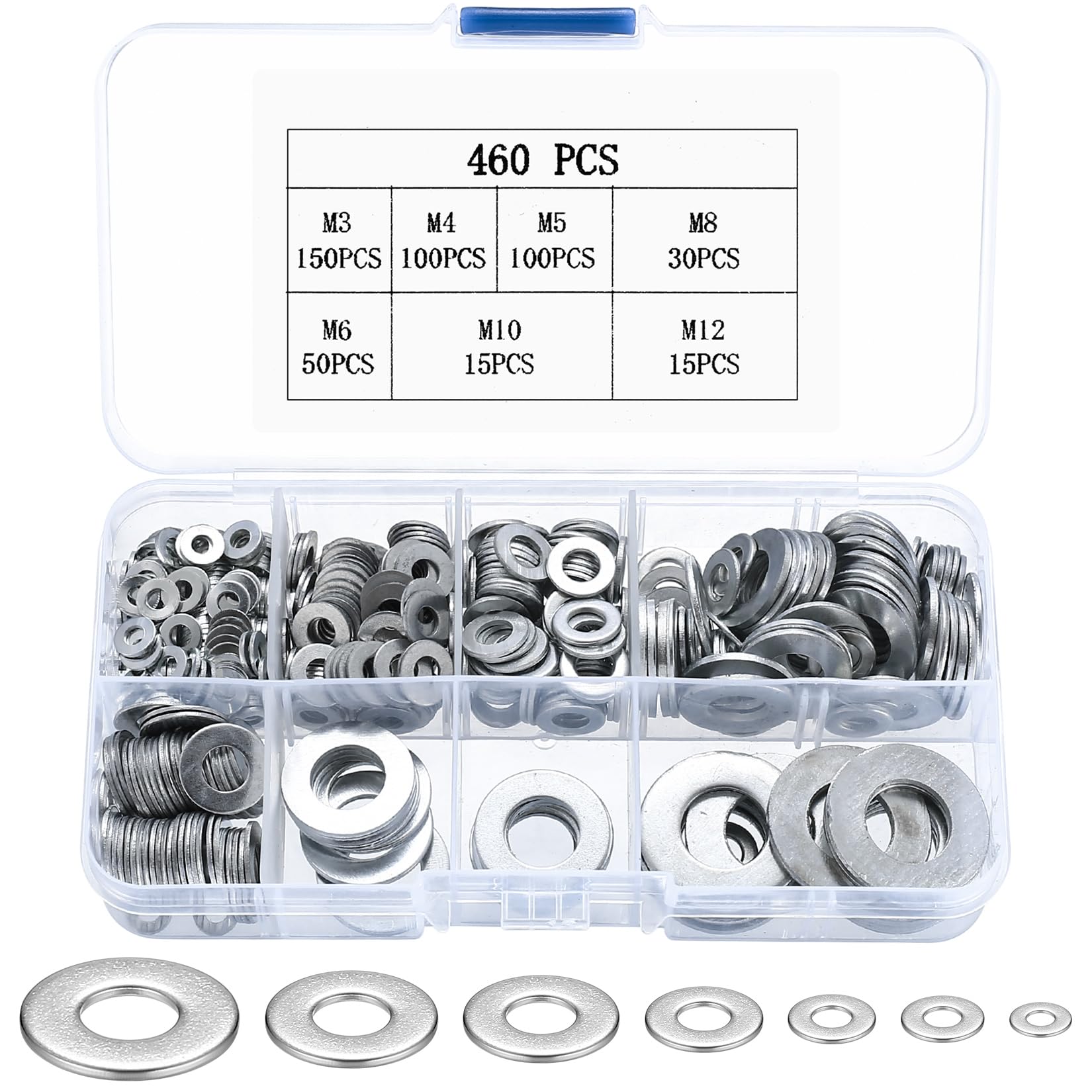 460 Rondelle Piatte In Acciaio - Assortimento M3-M12, Per Fai Da Te E Riparazioni - Foto 3