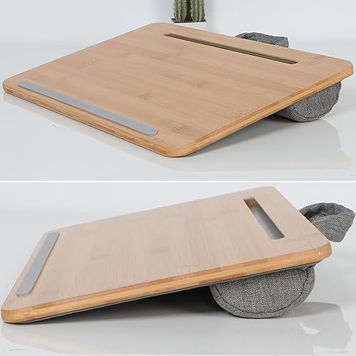 Miniatura 5 de SUMISKY Mesa portátil para laptop con plataforma de bambú soporte para teléfono cojín antideslizante en la cama y el sofá XL 216 x 142 pulgadas con