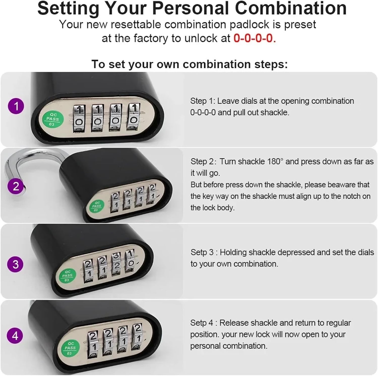 Big 4 Digit Combination Lock Shackle Outdoor Padlock for School Gym Locker Gate Hasp Storage Box Fence Case Door Lock 1Pcs(Red Short Beam)