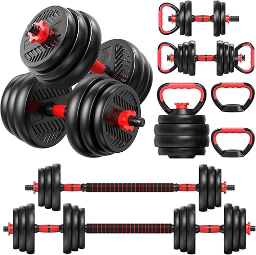Juego de mancuernas ajustables de 85 libras, juego de pesas 4 en 1, juego de mancuernas de peso ajustable, equipo de gimnasio en casa con mancuerna,