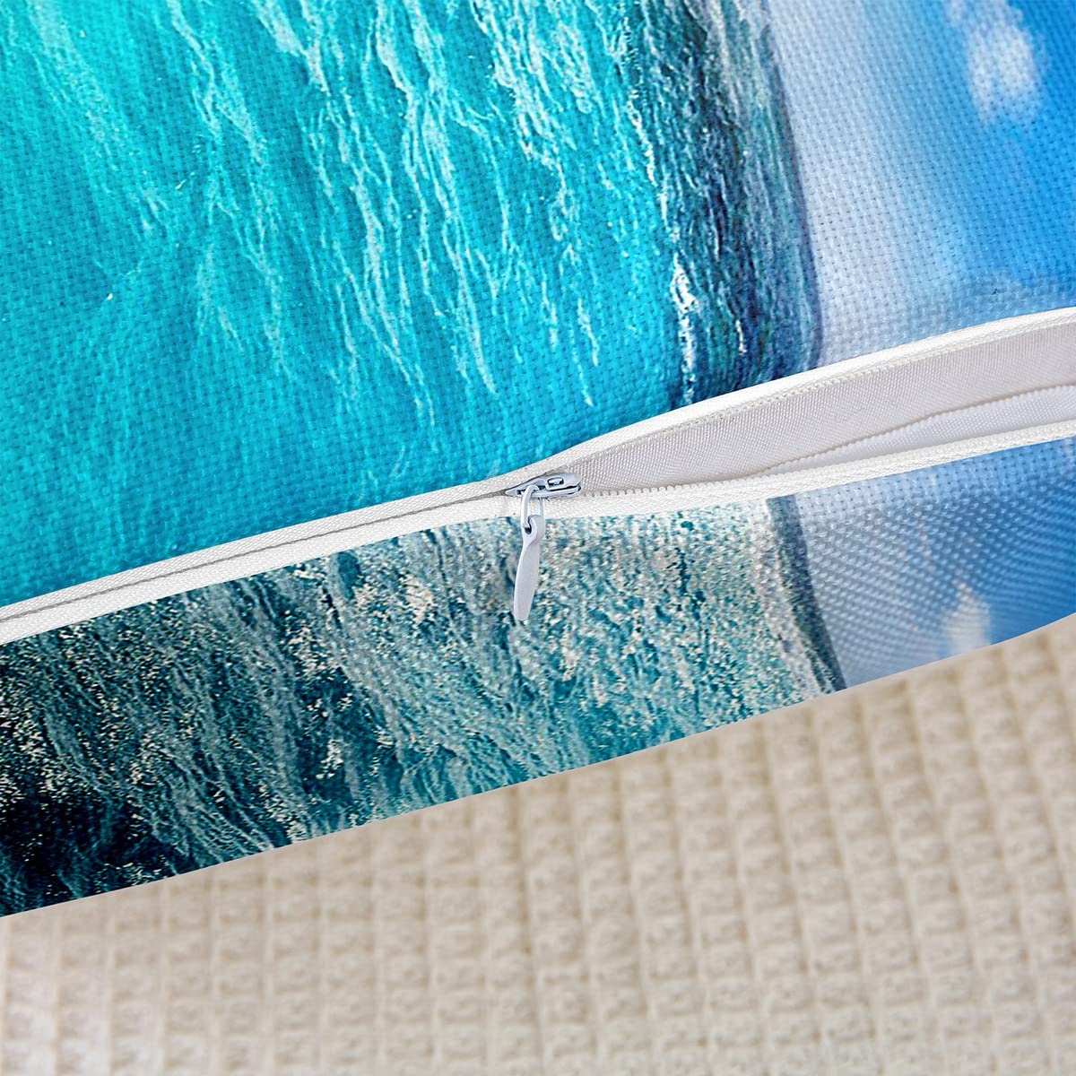 LFDSYEOQ Federe decorative per cuscini, 45 x 45 cm, motivo onde oceaniche, confezione da 2 federe quadrate decorative per letto, divano, ufficio