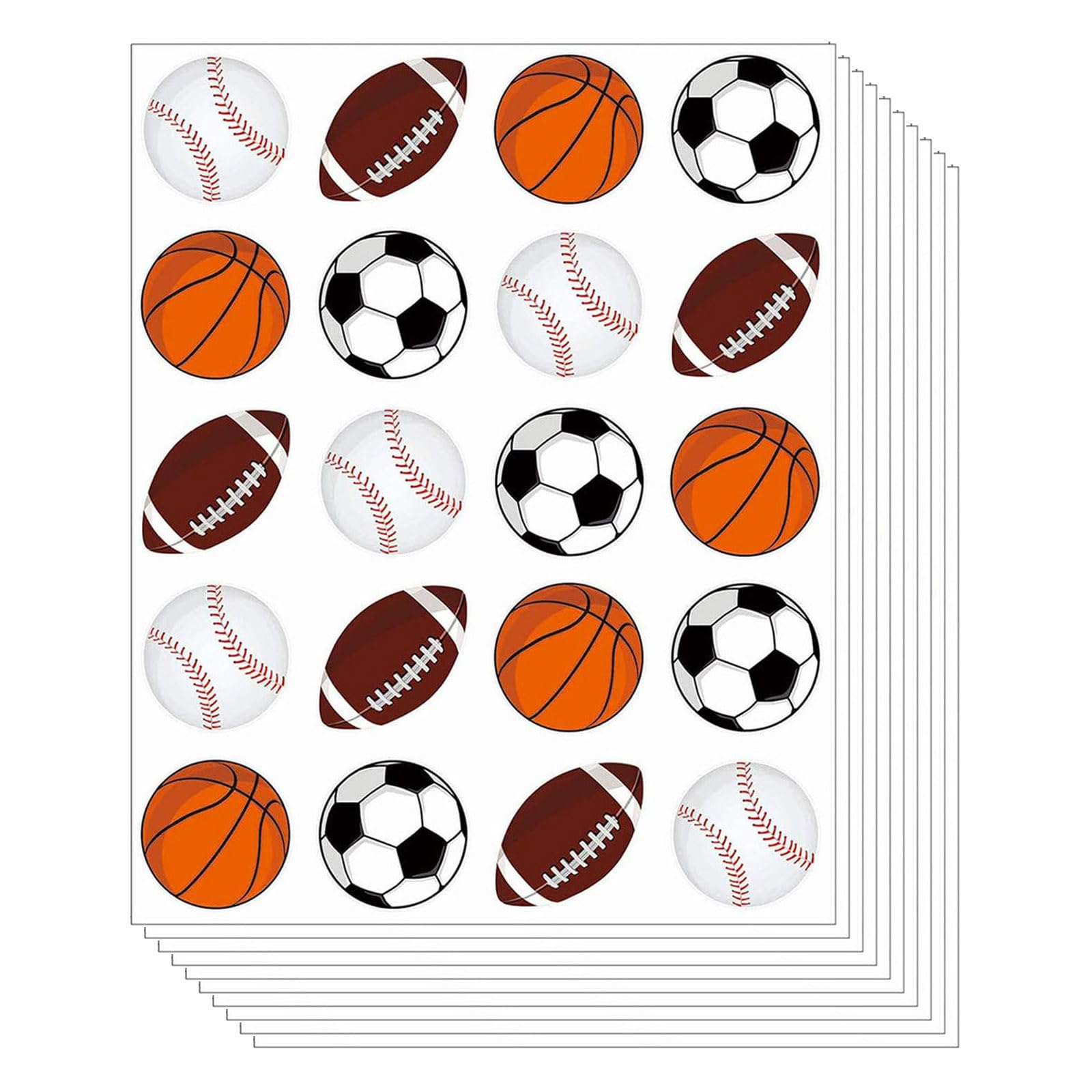 Shntig Of 10 Creative Athletic Party Decoration Sticker for Sports Enthusiasts Theme Event Sports Ball Sticker