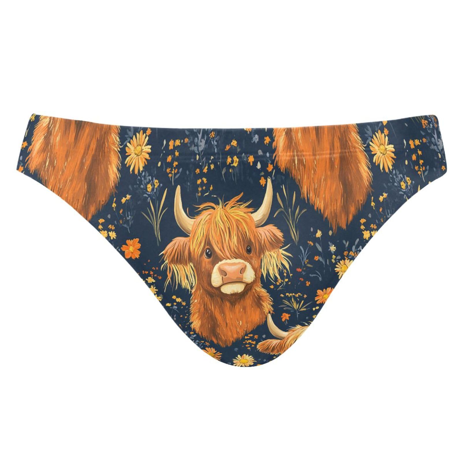 UMIRIKO Mens Bikini Swimwear Cute Highland Cows Swimsuits for Men XXXL 202c0038