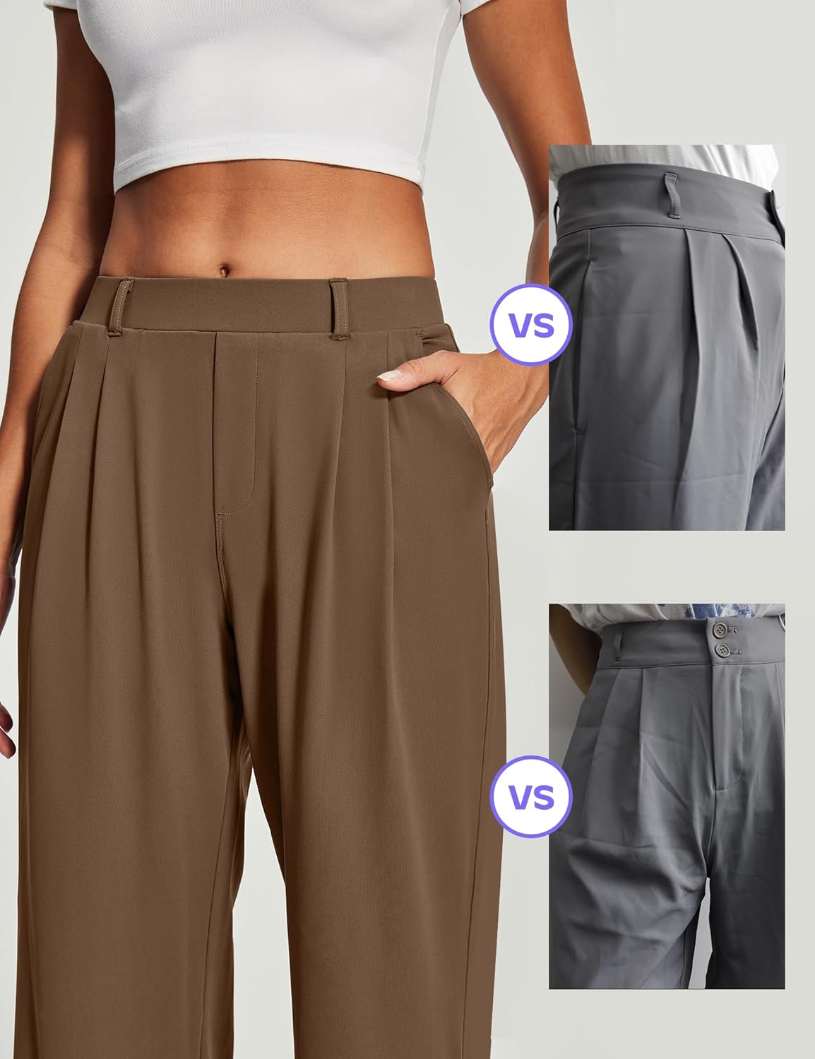 Heathyoga Womens Dress Pants Pull On Wide Leg Stretchy Work Pants Women Business Casual Outfits Slacks for Women Trousers