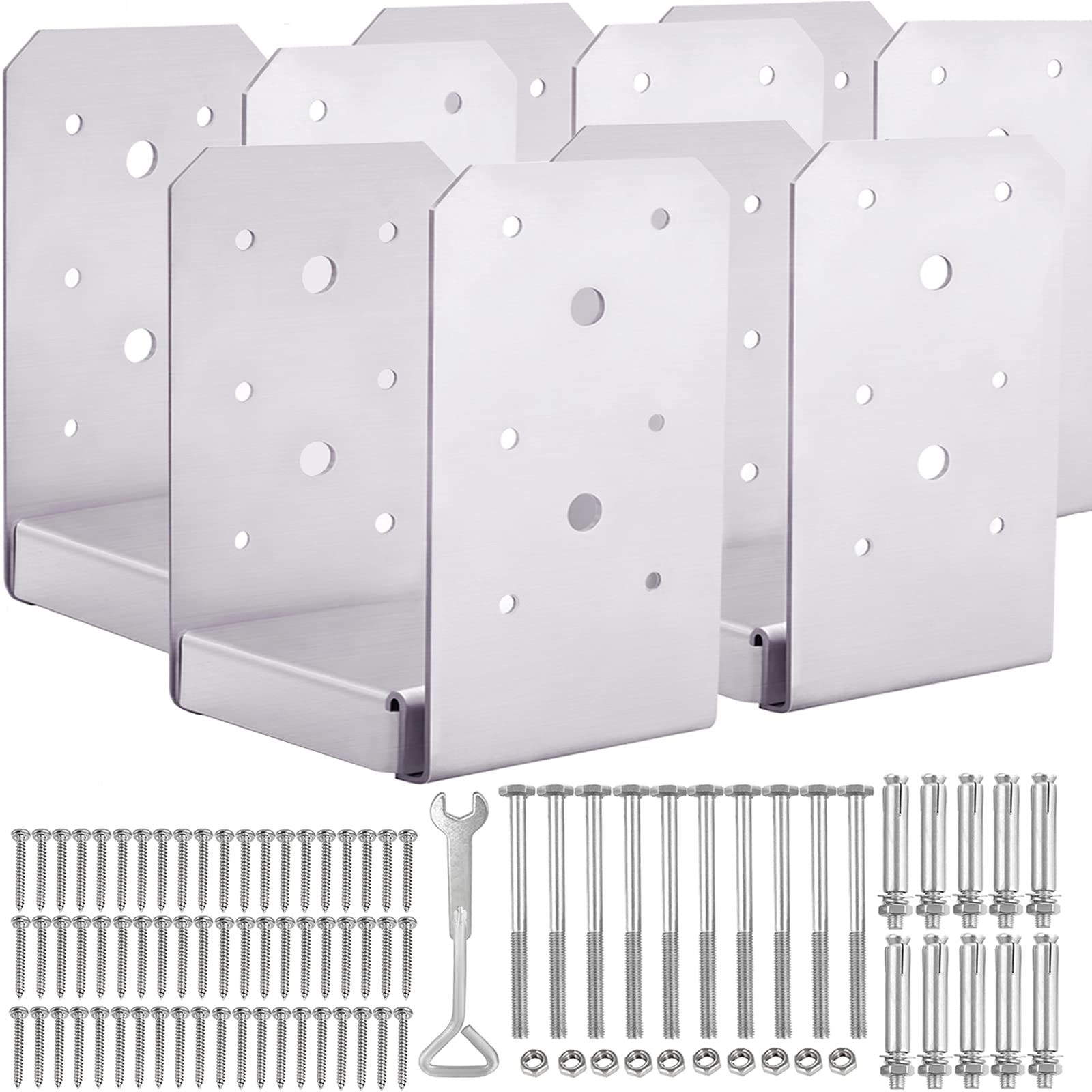 SPACEEUP Post Base 6"x6" Post Anchor 5pcs Adjustable Post Base Stainless Steel Concrete Post Anchor 