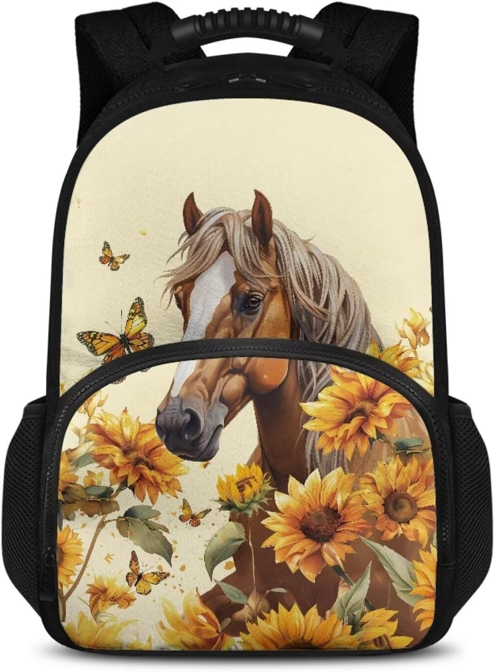 COEQINE Insulated Work Backpack For Women Cooler Lunch Backpack For Girls Mother Horses Themes Middle High School Backpack For Kids 8-12 Girls And Lunch Bag 2 In 1