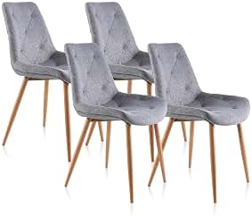 Adec Group Marlene, Pack 4 Sillas de Comedor, Salon o Oficina, Acabado Tejido Gris, Medidas: 53 cm (Ancho) x 61 cm (Fondo) x 85 cm (Alto)