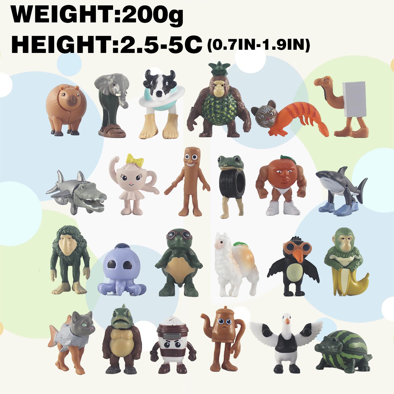 Chimpanzini Bananini Figure, 24 Pezzi Italian Brainrot Figure Set, Figurine Uomo di Legno, Decorazione da Scrivania, Regali per Fan, Colleghi, Amici