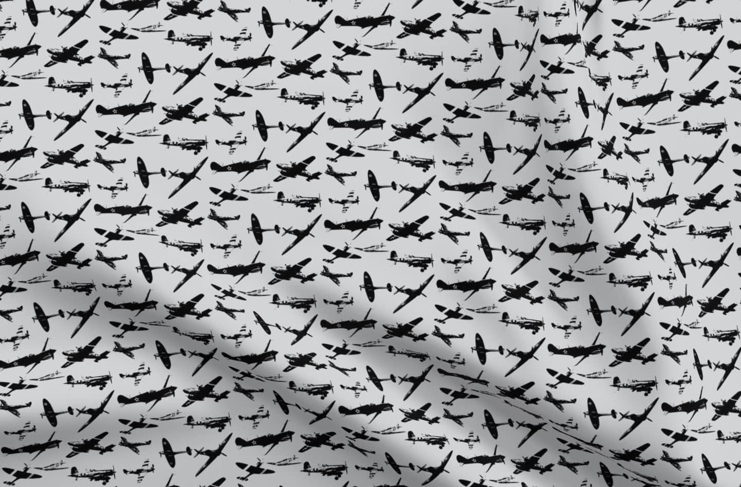 Spoonflower Fabric - Retro Day Gray Plane Vintage Printed on Minky Fabric by The Yard - Sewing Baby Blankets Quilt Backing Plush