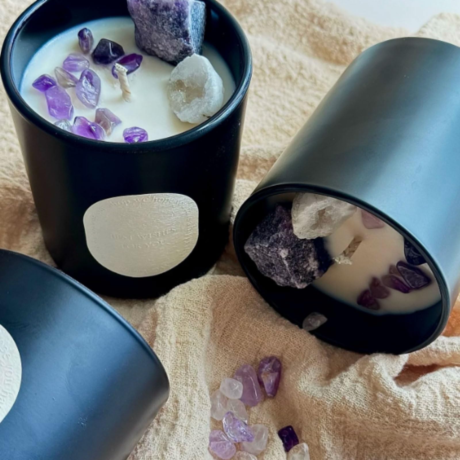 Exquisito Velas de cerámica lila hechas con cera de soja y aceites esenciales, vela perfumada moderna for vacaciones en casa, relajación y spa meloso