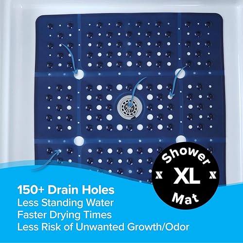 Miniatura 8 de SlipX Solutions Tapete de ducha cuadrado de gran tamaño de 27 pulgadas, tapete antideslizante para ancianos y niños, más de 100 ventosas de agarre