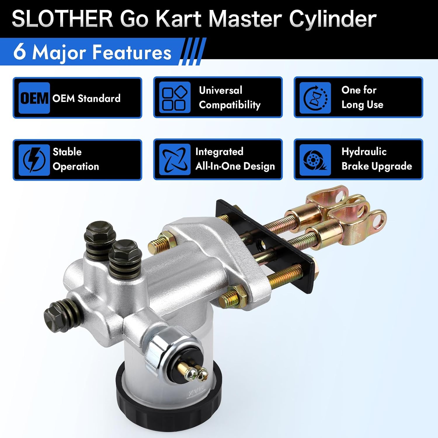 Slother Go Kart Hydraulic Brake Master Cylinder Replacement for 90cc 110cc 125cc 150cc 200cc 250cc Go Kart Buggy Baja Sunl BMS Kandi Roketa Kazuma Kinroad TaoTao Twister ATV