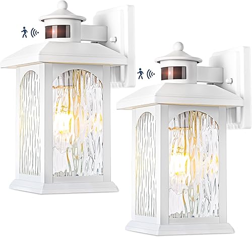 Vista 8 de Advanced Motion Sensor Outdoor Lights 2 Packs - White Dusk to Dawn Outdoor Lighting, Anti-Rust Exterior Light Wall Mount Fixtures, Waterproof Porch