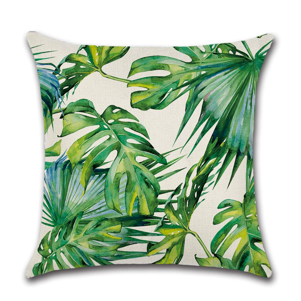 JOTOM Outdoor Waterproof Cushion Covers 45x45 cm Tropical Leaves Decorative Throw Pillow Covers Garden Patio Outdoor Cushions Pillow Cases for Couch Bench Sofa Indoor Decor Set of 4 (Tropical Plants) - Image 4