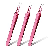 Vista 1 de Honoson 3 pinzas de espinillas de acero inoxidable, herramienta extractor para quitar puntos negros, espinillas, espinillas, curvas, herramientas