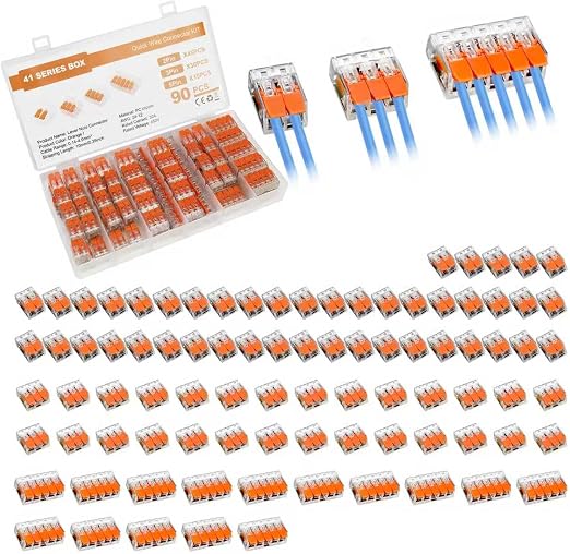 90-Piece Transparent PCT Lever Electrical Connector with Mixed Inputs