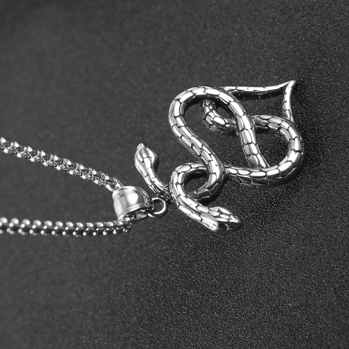 HZMAN Gothic Jewelry Men's Stainless Steel Animal Snake Pendant Chain Necklace - Image 5