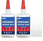30g x 2 Pcs Ceramic Super Glue, Instant Bond High Strength Waterproof Adhesive for Porcelain,Clay Pots,Figurine, Pottery, Dishes Repair, DIY Crafts.