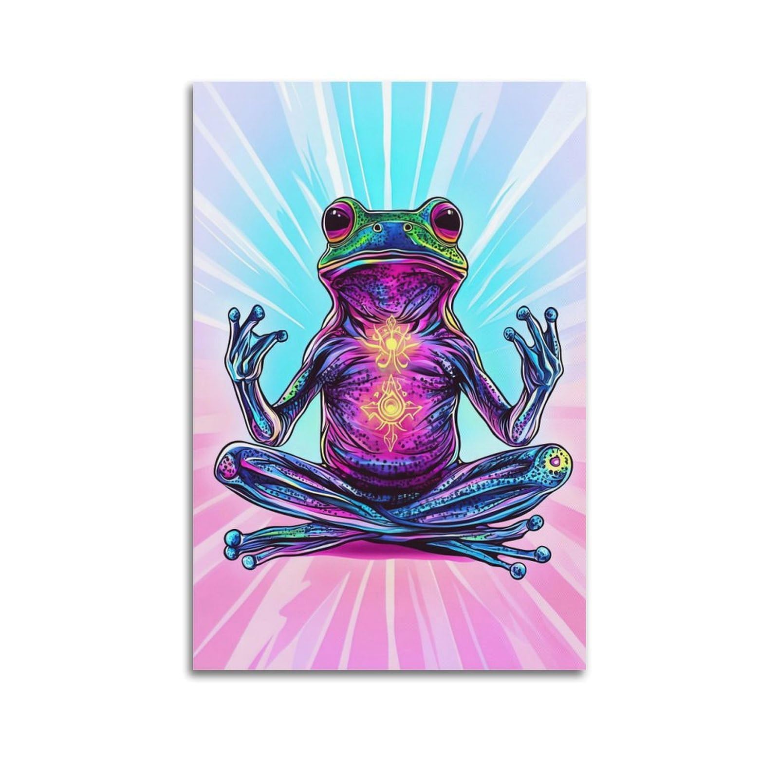 HUIYHB Animal Artwork Poster Meditating Frog Poster Decorative Painting Canvas Wall Posters And Art Picture Print Modern Family Bedroom Decor Posters 20x30inch(50x75cm)