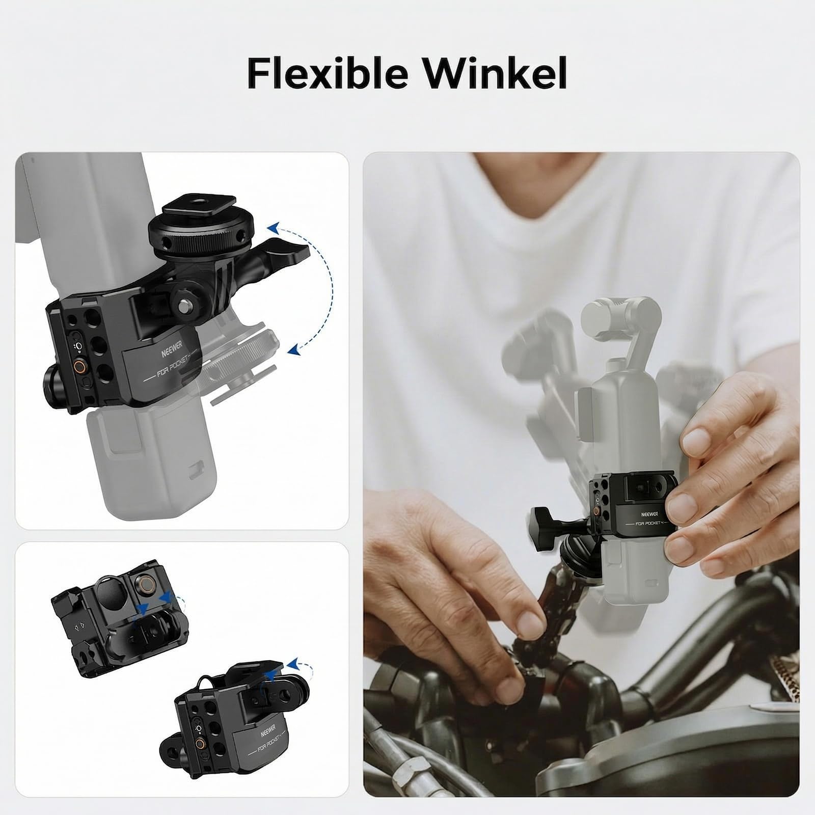 NEEWER Kamera Gimbal Käfig kompatibel mit Xtra Muse und DJI Osmo Pocket 4, schützendes Action Kamera Videostativ mit Blitzschuhadapter, Fotozubehör, Keine Montage erforderlich, AC069