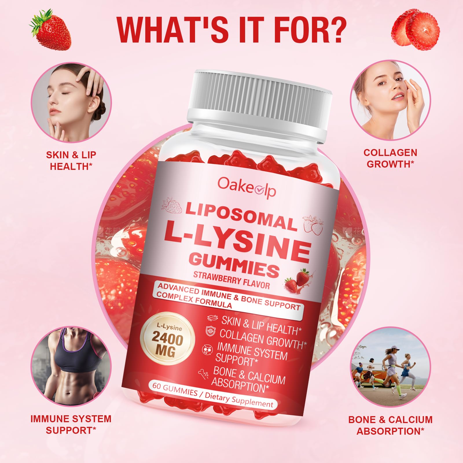 2 Pack Liposomal L-Lysine 2400mg & Vitamin C 1000mg Gummies - with D3 K2 Zinc, Magnesium, Echinacea - for Lips & Oral Wellness,Immune Support, Skin Health & Energy Boost — Amazon image 5