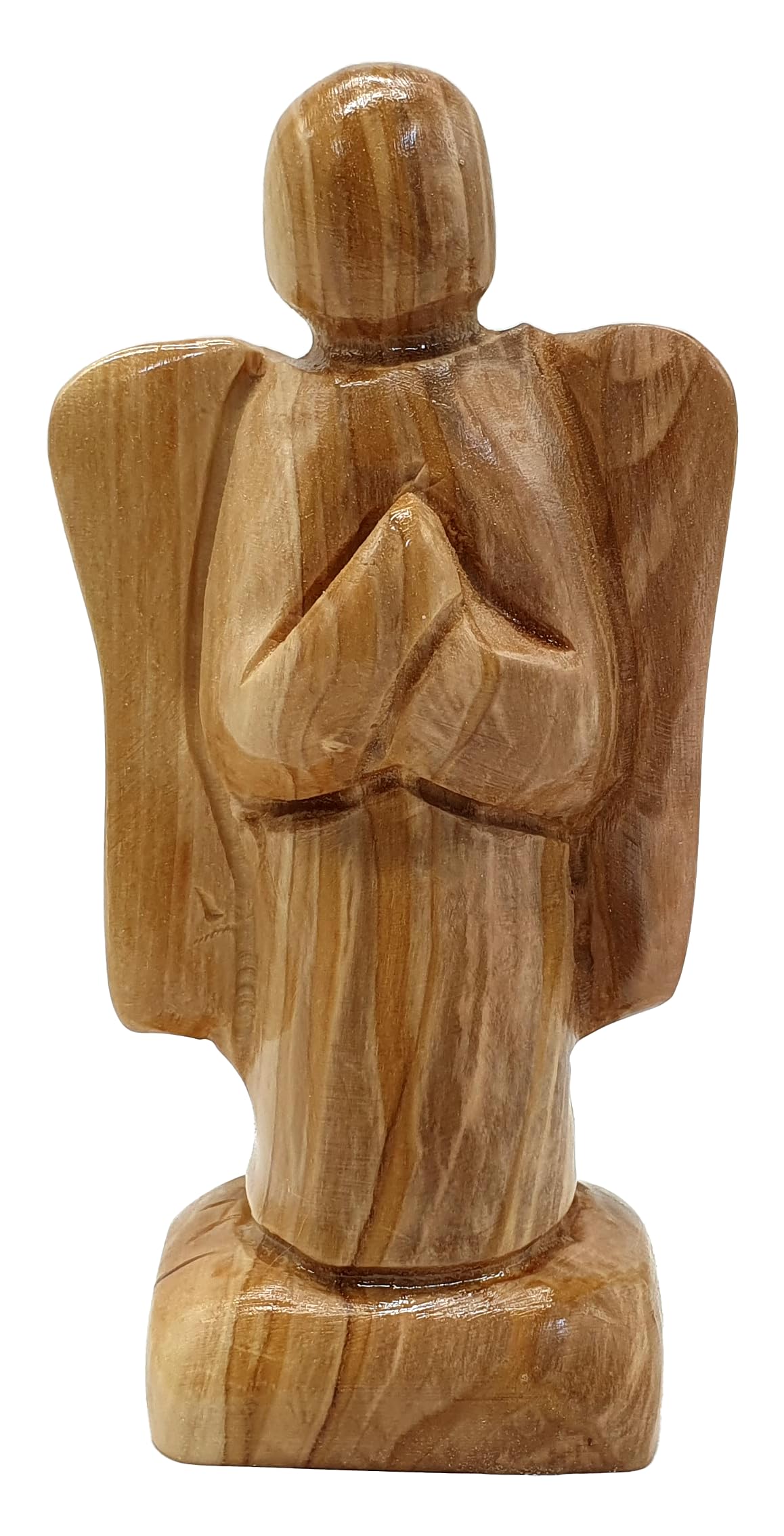 Zuluf Olive Wood Faceless Praying Angel Statue 4.3" – Hand Carved Guardian Angel from Bethlehem – Catholic Tabletop Decor – Christian Memorial &