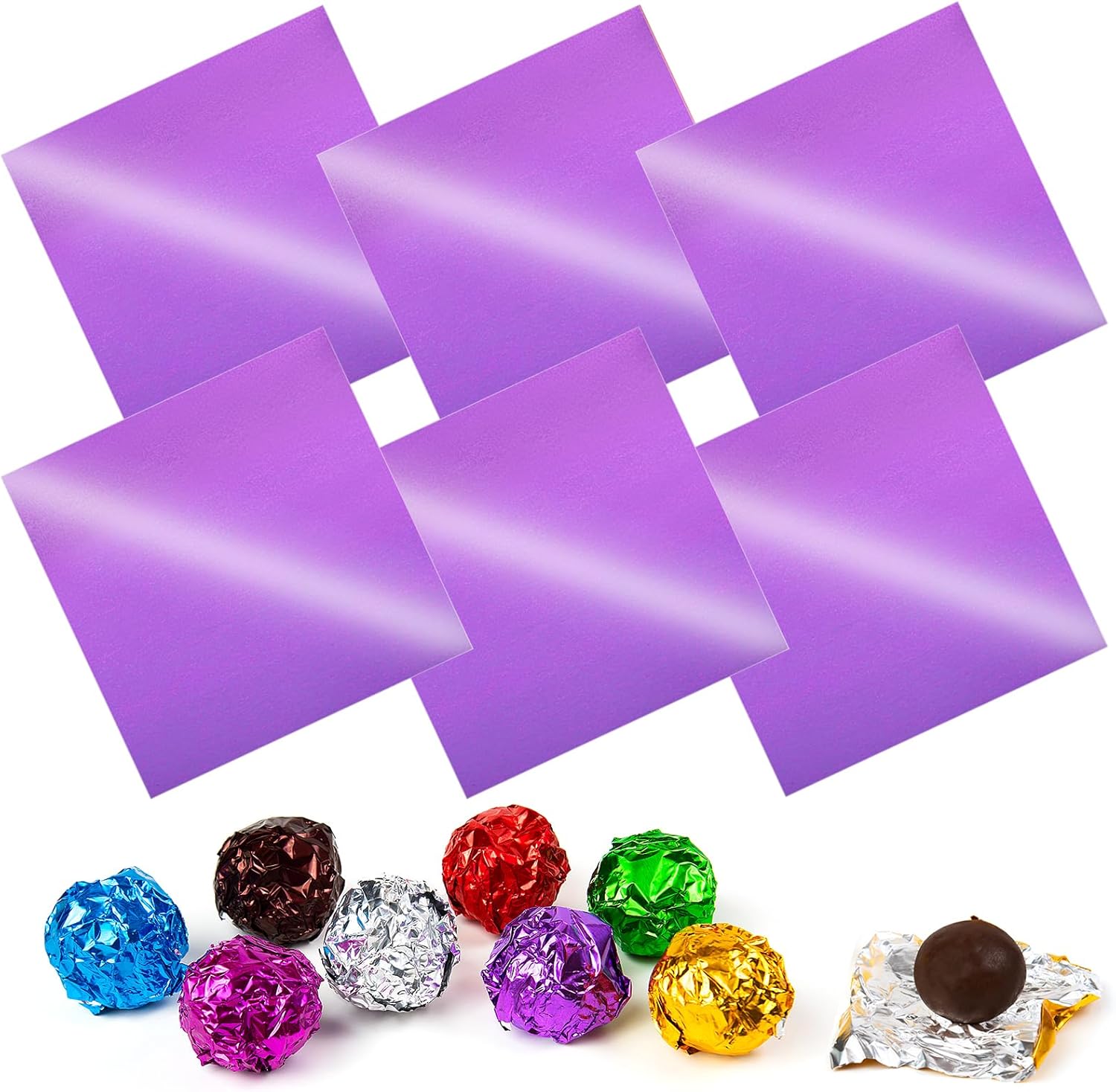 Aluminum Foil Candy Wrappers - Chocolate Wrapping Paper 300pcs Wrapper Homemade Chocolate Bar DIY Packaging for Party Wedding Birthday Valentine Christmas Accessories Square 3.15Inch Purple