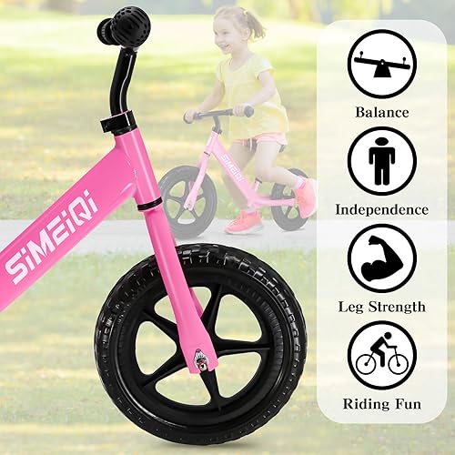Miniatura 2 de SIMEIQI Bicicleta deportiva de equilibrio de 12 pulgadas para niños pequeños de 2, 3, 4, 5, 6 años, sin pedales, para entrenamiento, patineta,