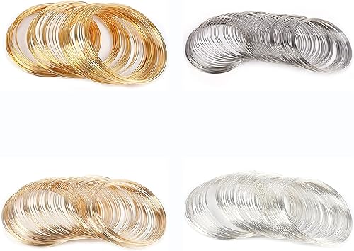 Miniatura 1 de Huwujiu Pulsera de alambre de 400 lazos para joyería con cuentas de memoria de alambre de acero con memoria para creación de arte, pulsera, collar,