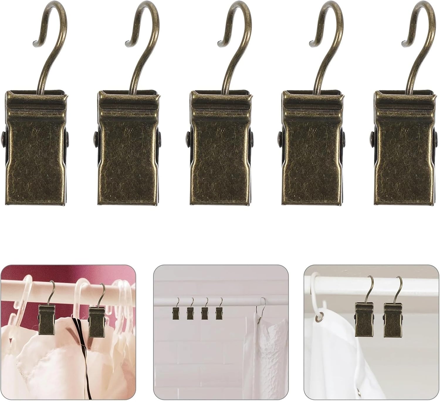 Curtain Rings 100Pcs Shower Curtain Clips Hanging Iron(Black)