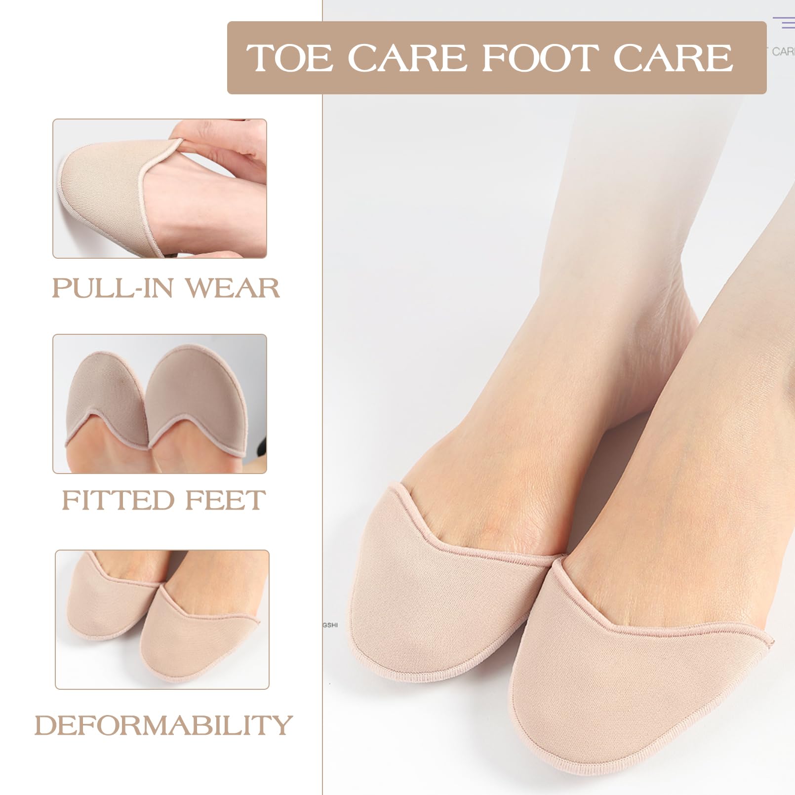 2 Paia Proteggi Dita Piedi,Cuscinetti per Dita dei Piedi per Scarpe da Punta,Copri Punta in Tessuto per Scarpe,Cuscinetti Morbidi per Donne e Ragazze