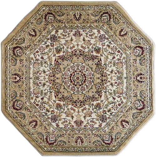 Bellagio 401 - Alfombra octágono tradicional color marfil (5 pies, 3 pulgadas x 5 pies 3 pulgadas)