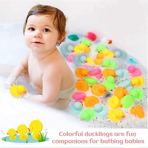 Miniatura 2 de Paquete de 50 mini patos de goma multicolor de juguete de baño de patos pequeños de colores