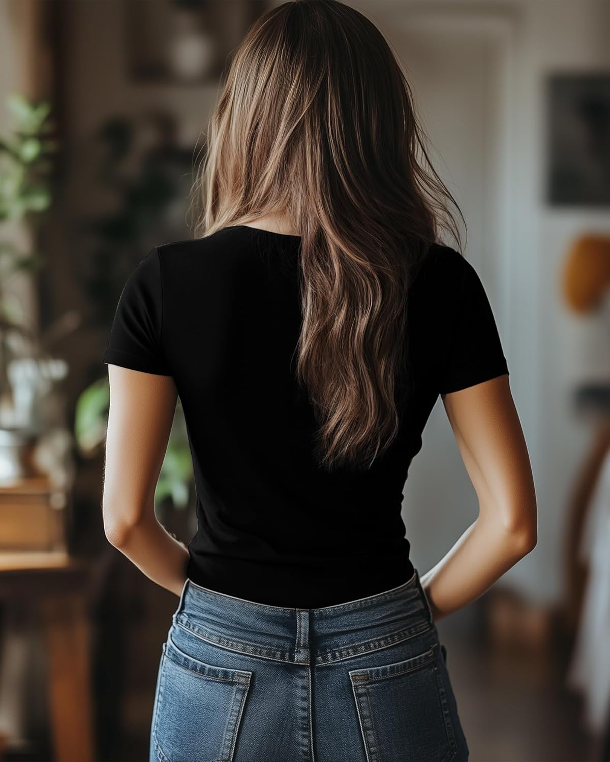 Ficerd 4 Pack Women's Scoop Neck Short Sleeve Shirts Slim Fitted Tops Stretchy Tight Casual Basic Summer Tees - Image 4