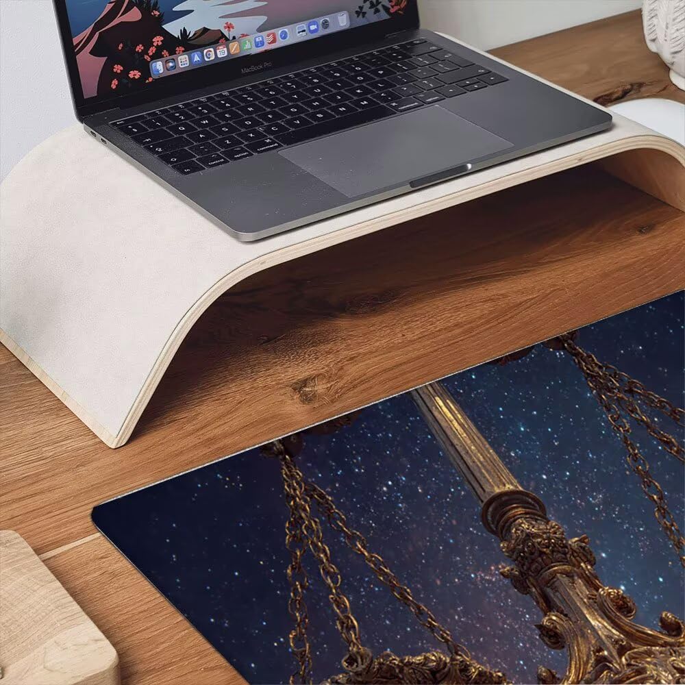 Duża podkładka pod mysz do gier XXL 1800 x 900 x 3 mm z zszytymi krawędziami, trwała antypoślizgowa podstawa z naturalnej gumy, zmywalna podkładka na klawiaturę, gry, dom biuro, waga konstelacji xR6