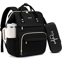 LOVEVOOK Laptop Backpack for Women with Giant Tumbler Holder Pocket, 15.6 inch Nurse Bag with Stethoscope Case, Waterproof Work College Teacher Travel Backpack, Black
