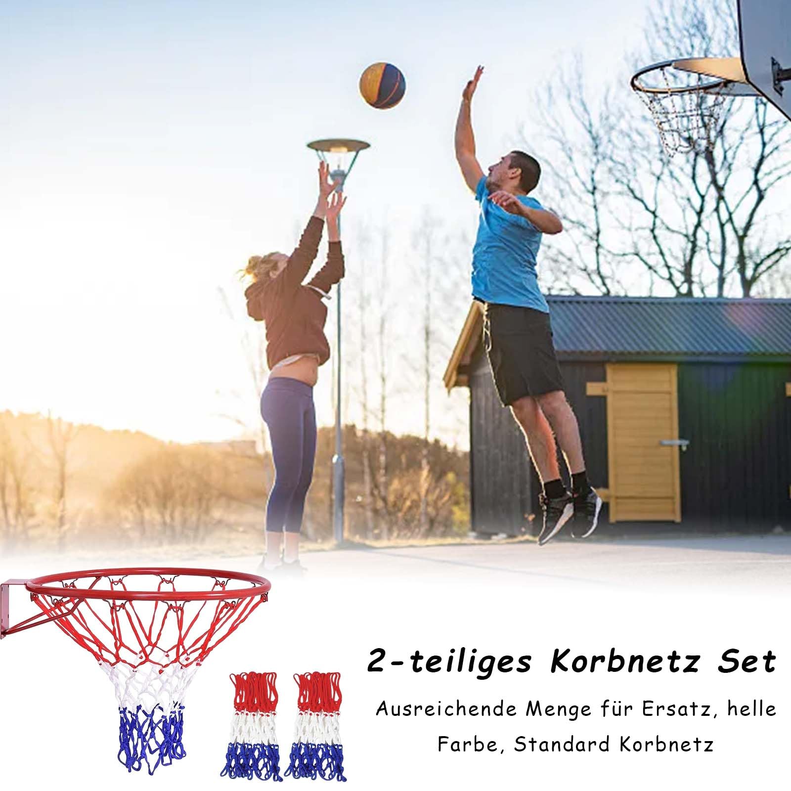 Lot de 2 filets de rechange professionnels de basket-ball, durables et résistants à toutes les conditions météorologiques, pour l'intérieur ou l'extérieur, en nylon, 12 boucles