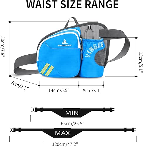 Miniatura 6 de Peicees Riñonera con soporte para botella de agua para hombres y mujeres, senderismo, correr, pasear al perro, para todos los teléfonos (botella no