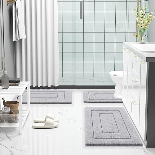 Miniatura 217 de Buganda Alfombras de baño, 24" x 16", Alfombras de baño de microfibra suaves y absorbentes, Alfombra de ducha esponjosa antideslizante, Alfombras de