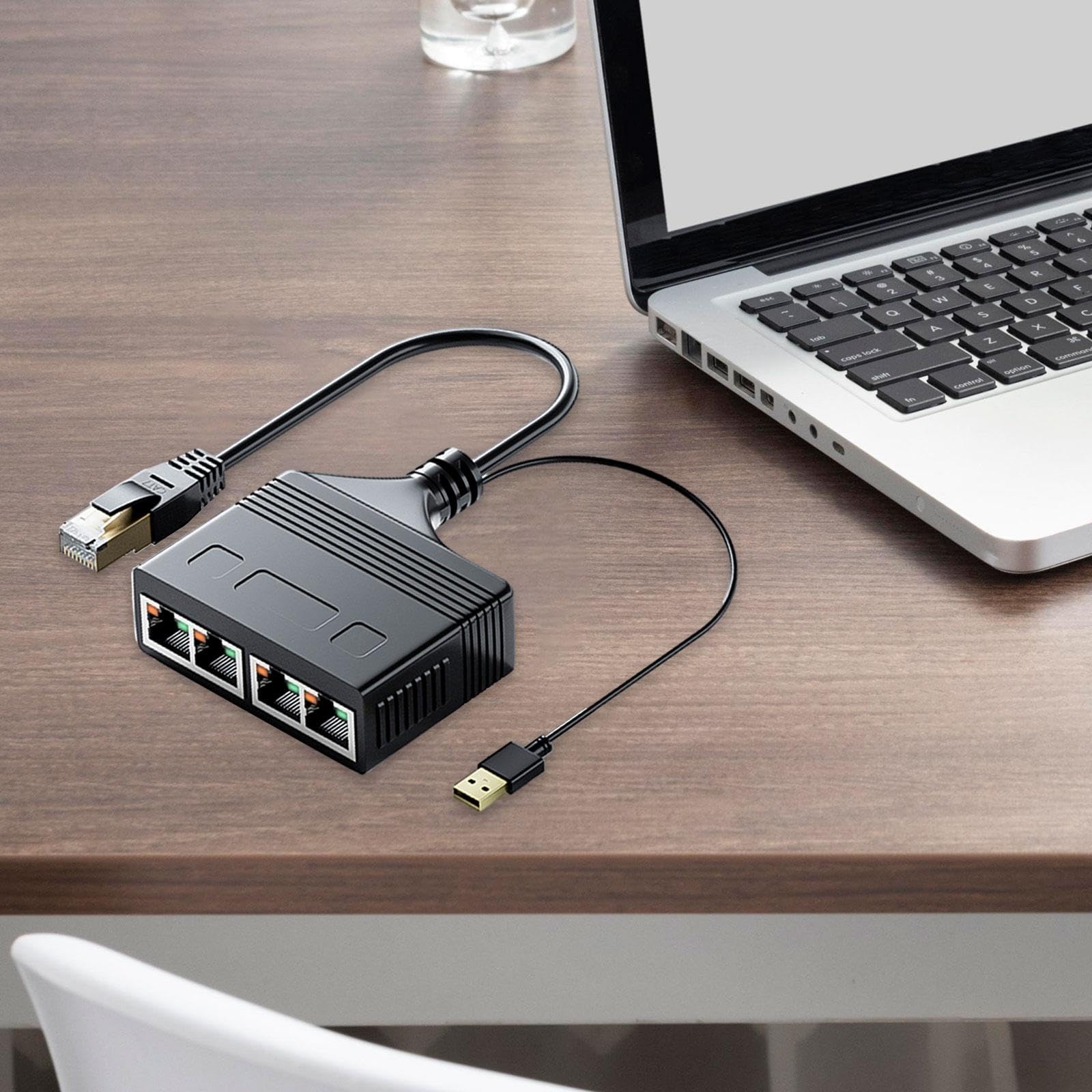 4 Piezas RJ 45 Divisor de Red Cable Ethernet Adaptador LAN Extensión con USB para Conectar Simultáneamente Dispositivos Y Internet Adecuado, 1 a 4 1000 Mbps