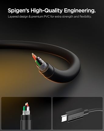 Spigen USB-C to USB-C 1 Meter Cable 60W Power/PPS 2.0 Support Super Fast Charging / 480 Mbps Data Transfer Speed Type-C Extra Durable Black - ACA08718