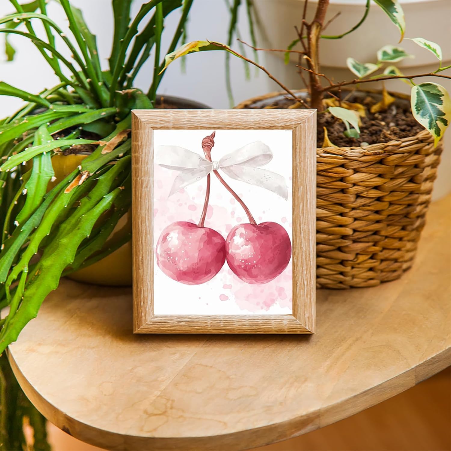 KAYEIUU Two Pink Cherries with A White Bow Diamond Drawing Art Kit for Adults Cute DIY Diamond Art Painting for Beginners Full Drill Round Gem Art Painting for Crafts Home Wall Decor 12x16 inch