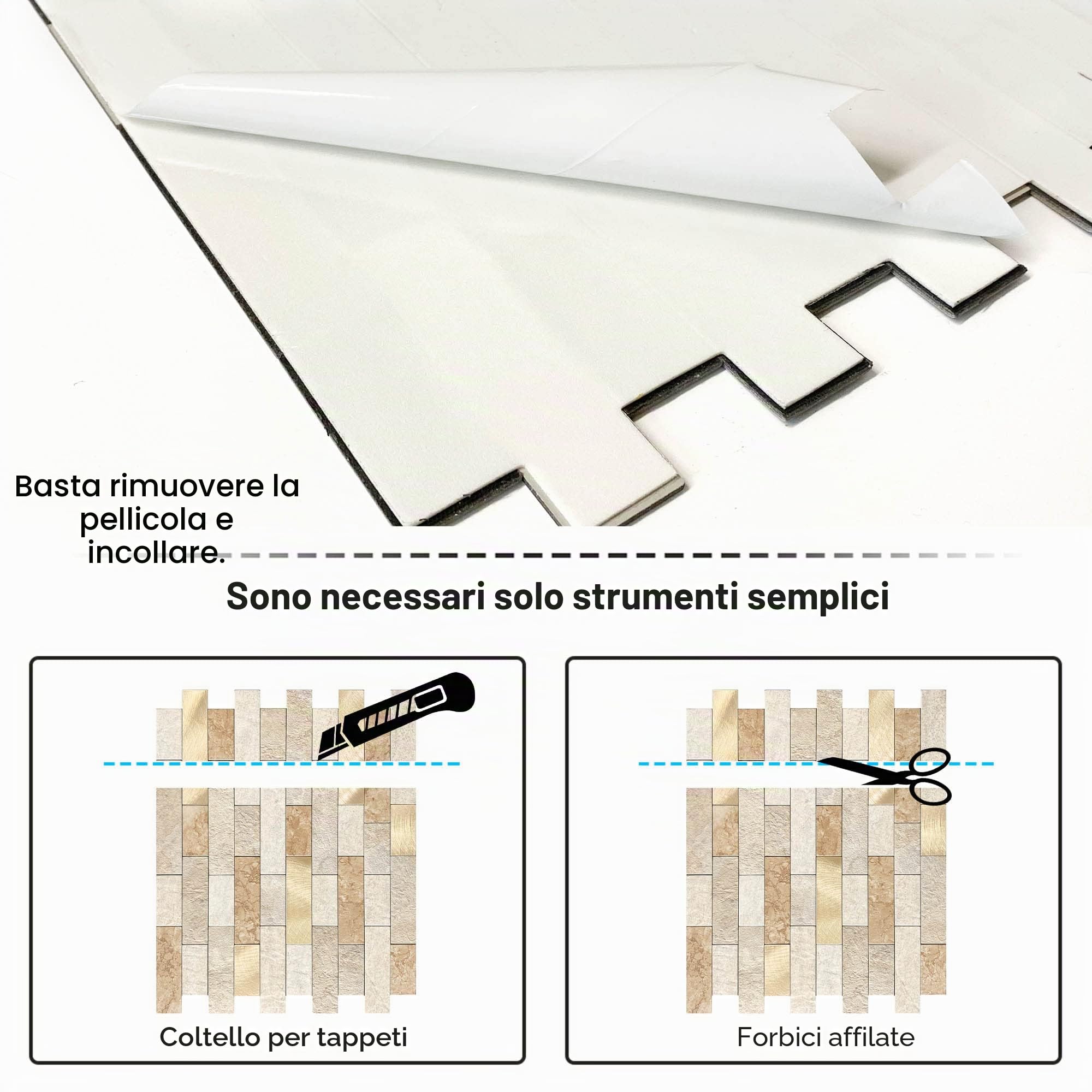 BeNice Piastrelle adesive 3D per paraschizzi da cucina, mattoncini opachi, lineari, mosaico per bagno, doccia, parete, camino (10 pezzi, marrone)