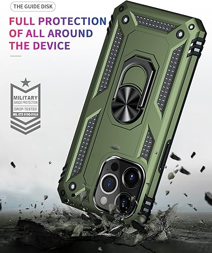 Miniatura 4 de Korecase Funda para iPhone 13 Pro Max, protección extrema armadura militar de doble capa con anillo giratorio de 360 grados, soporte de soporte,
