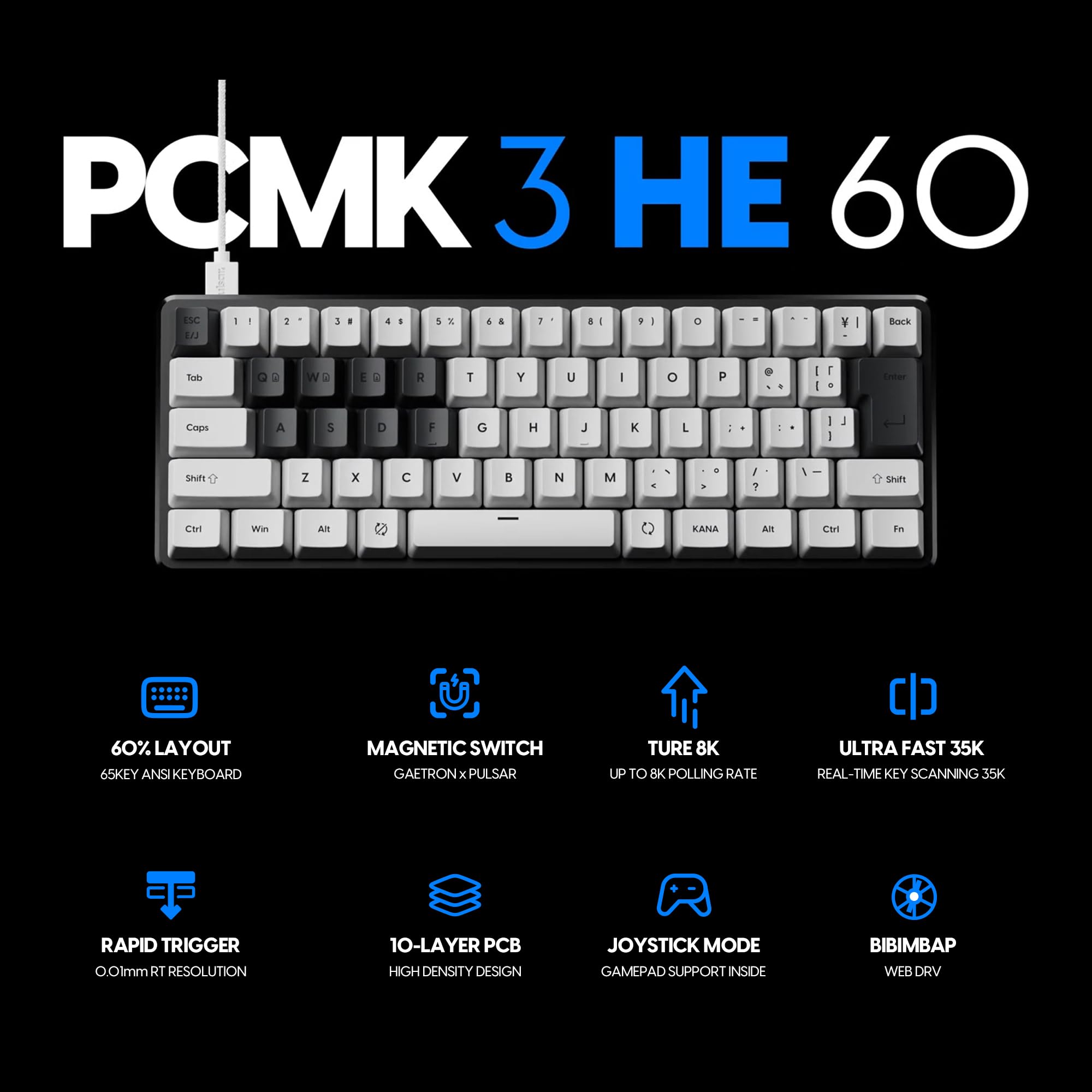 キーボード pulsar PCMK3HE 8k Amazon.co.jp: Pulsar Gaming Gears PCMK3HE 60 Hall Effect