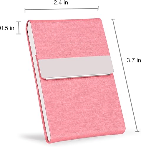 Miniatura 4 de JuneLsy Estuche para tarjetas de visita Estuche profesional de piel sintética para tarjetas de presentación, tarjetero de metal para tarjetas