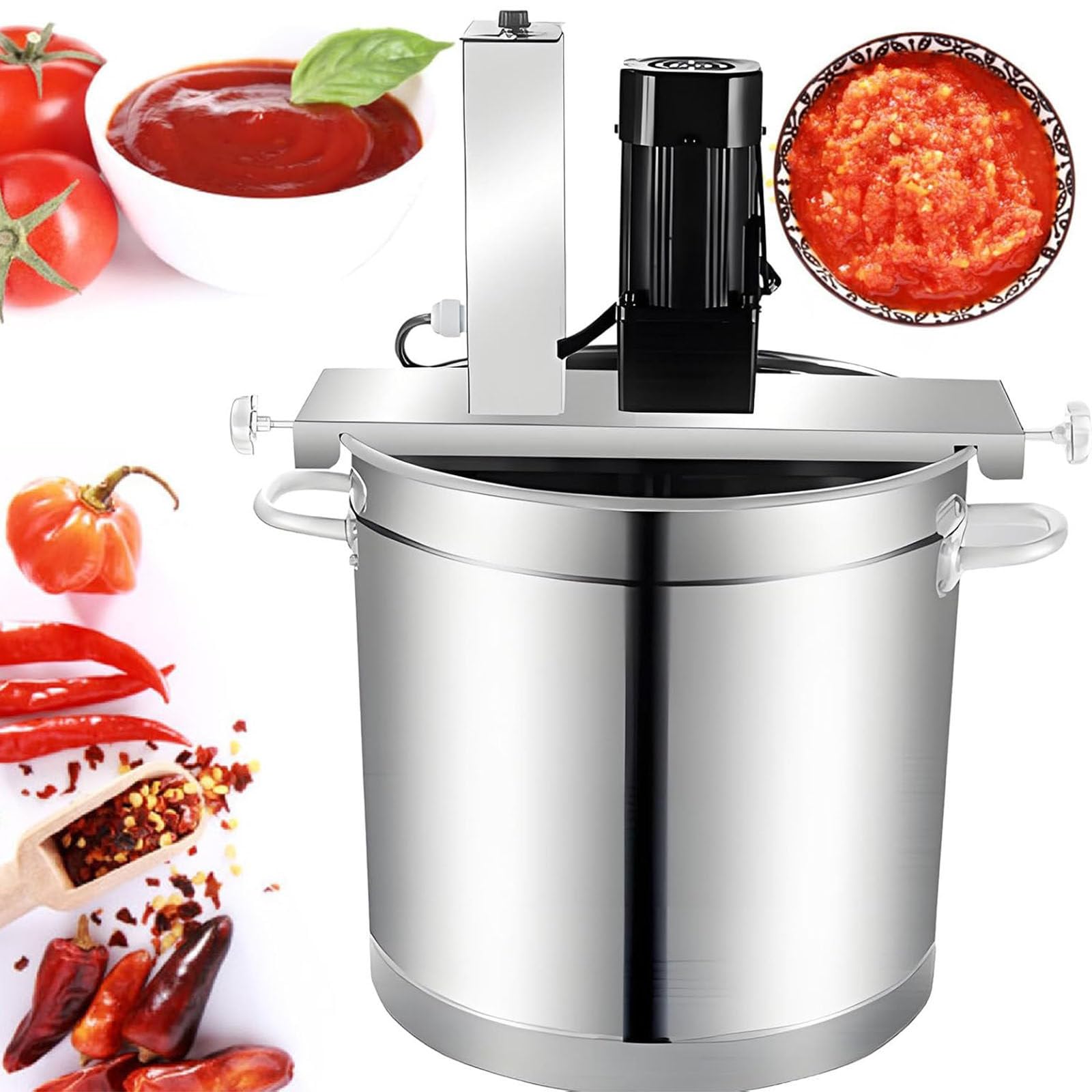 GLJTUO Electric Mixer Machine,Electric Sauce Stirrer, Automatic Food Mixer, Stainless Steel Pot Stirrer for Jam, Sauce, Filling, Seasoning, and Soup,25L